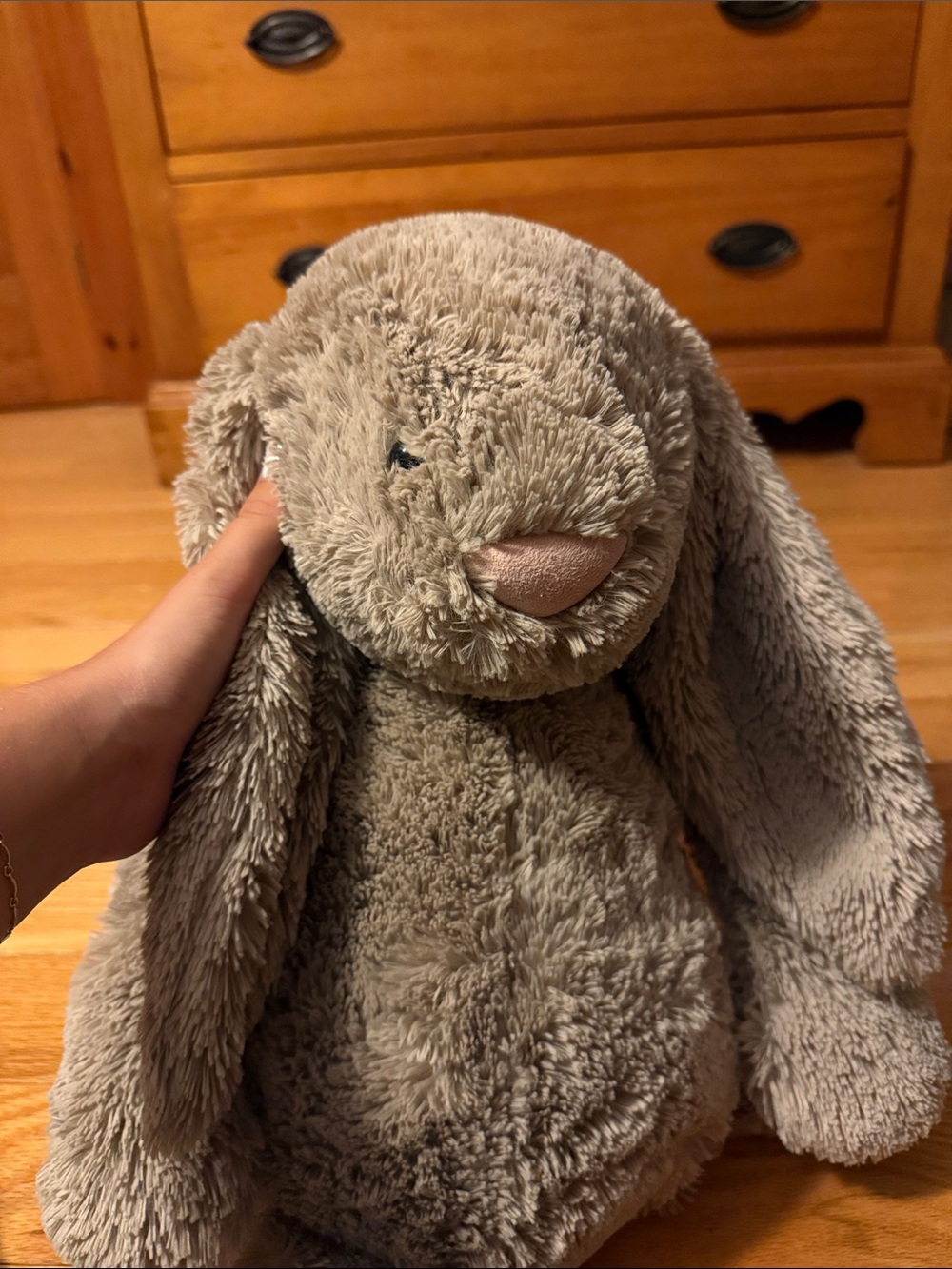 Jellycat Plush Long-Eared Bunny in Light Taupe with Cream Tail - Picture 4 of 6
